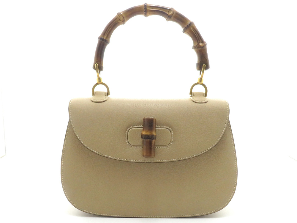 Gucci Bamboo Shoulder Bag Leather Beige Cream